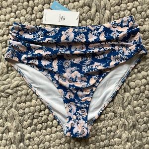 NWT Cupshe teal:pink floral high waisted bikini bottom